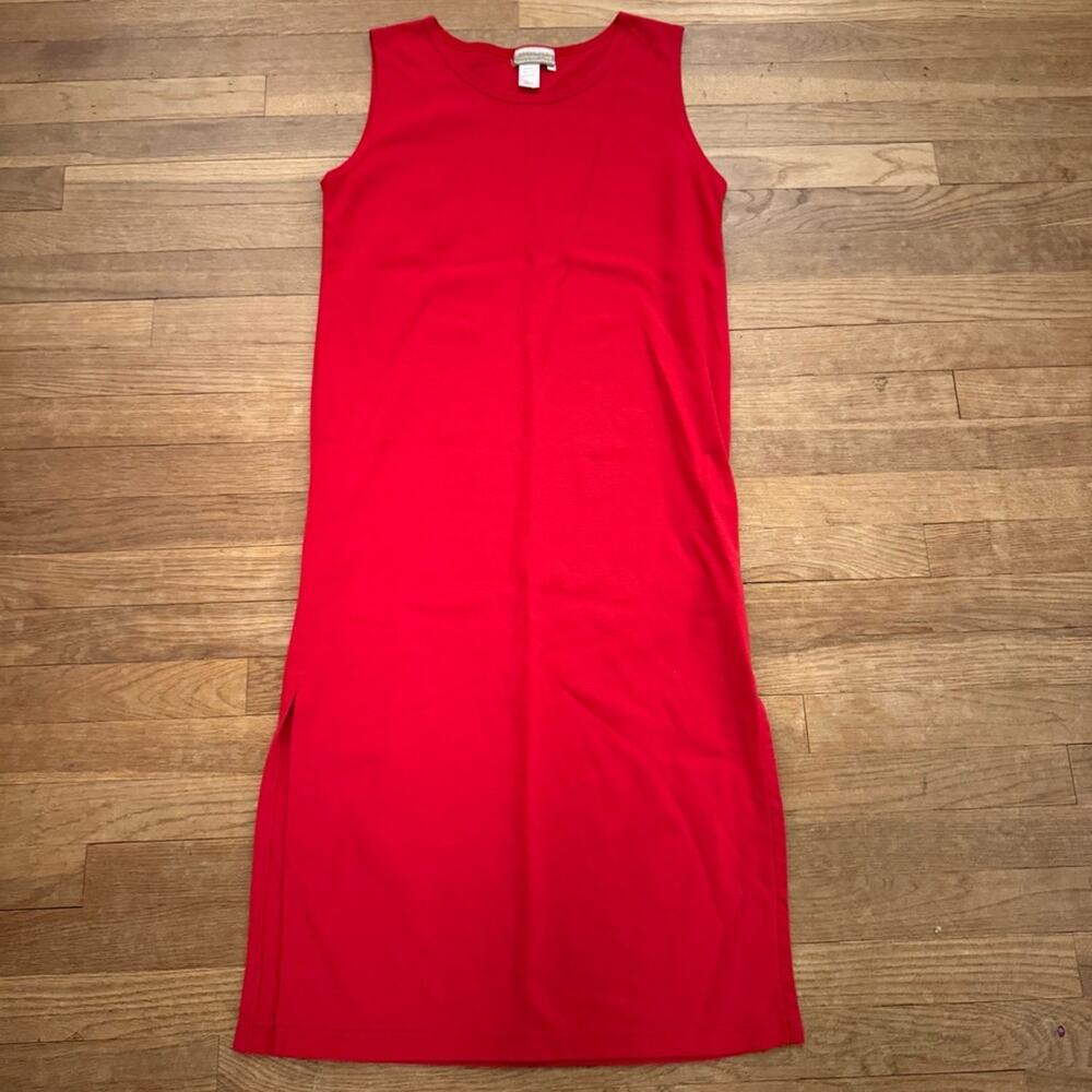 Coldwater Creek red maxi T-shirt lounge beach swim cover shift dress size L
 b13